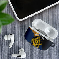 Prince Hall Freemasonry AirPods Case Square and Compasses Gold Blue Geometric