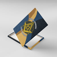 Prince Hall Freemasonry Canvas Wall Art Square and Compasses Gold Blue Geometric