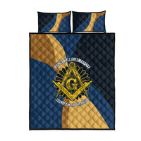 Prince Hall Freemasonry Quilt Bed Set Square and Compasses Gold Blue Geometric