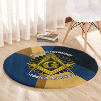 Prince Hall Freemasonry Round Carpet Square and Compasses Gold Blue Geometric