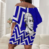 Prince Hall Grand Lodge Off Shoulder Short Dress Founder Portrait Geometric Brotherhood