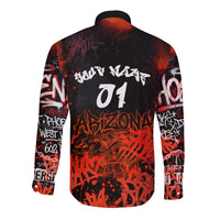 Personalized Arizona Street Graffiti Long Sleeve Button Shirt Urban Phoenix Underground Art Phoenix Bird Rattlesnake