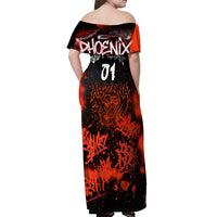 Personalized Arizona Street Graffiti Off Shoulder Maxi Dress Urban Phoenix Underground Art Phoenix Bird Rattlesnake