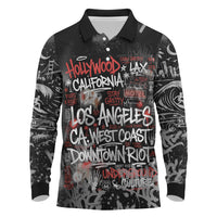 Personalized California West Coast Graffiti Long Sleeve Polo Shirt Urban Los Angeles Street Art - Hollywood LAX