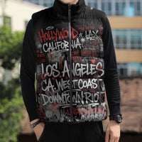 Personalized California West Coast Graffiti Sleeveless Puffer Jacket Urban Los Angeles Street Art - Hollywood LAX