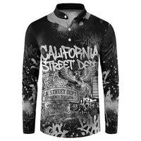 Personalized California Street Graffiti Button Sweatshirt Monochrome Urban Streetwear - Phoenix Bird - West Coast Riot