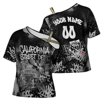 Personalized California Street Graffiti Cross Shoulder Shirt Monochrome Urban Streetwear - Phoenix Bird - West Coast Riot