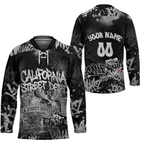 Personalized California Street Graffiti Hockey Jersey Monochrome Urban Streetwear - Phoenix Bird - West Coast Riot