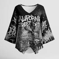 Personalized California Street Graffiti Kimono Sleeve Blouse Monochrome Urban Streetwear - Phoenix Bird - West Coast Riot