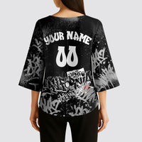 Personalized California Street Graffiti Kimono Sleeve Blouse Monochrome Urban Streetwear - Phoenix Bird - West Coast Riot