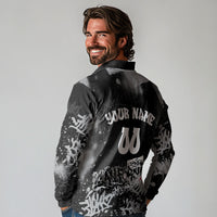 Personalized California Street Graffiti Long Sleeve Polo Shirt Monochrome Urban Streetwear - Phoenix Bird - West Coast Riot