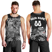 Personalized California Street Graffiti Men Tank Top Monochrome Urban Streetwear - Phoenix Bird - West Coast Riot
