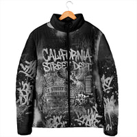 Personalized California Street Graffiti Padded Jacket Monochrome Urban Streetwear - Phoenix Bird - West Coast Riot