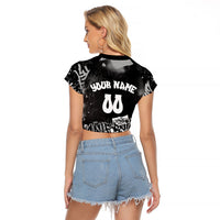 Personalized California Street Graffiti Raglan Cropped T Shirt Monochrome Urban Streetwear - Phoenix Bird - West Coast Riot