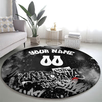 Personalized California Street Graffiti Round Carpet Monochrome Urban Streetwear - Phoenix Bird - West Coast Riot