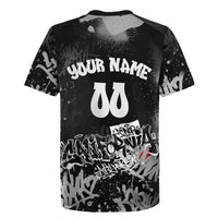 Personalized California Street Graffiti Rugby Jersey Monochrome Urban Streetwear - Phoenix Bird - West Coast Riot