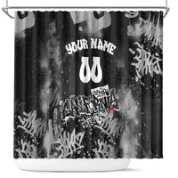 Personalized California Street Graffiti Shower Curtain Monochrome Urban Streetwear - Phoenix Bird - West Coast Riot