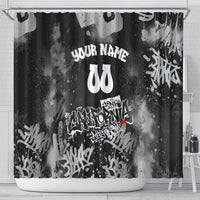 Personalized California Street Graffiti Shower Curtain Monochrome Urban Streetwear - Phoenix Bird - West Coast Riot