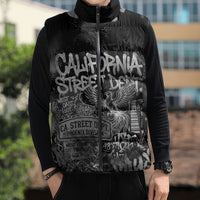 Personalized California Street Graffiti Sleeveless Puffer Jacket Monochrome Urban Streetwear - Phoenix Bird - West Coast Riot