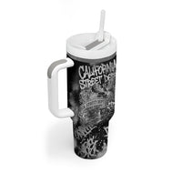 Personalized California Street Graffiti Tumbler With Handle Monochrome Urban Streetwear - Phoenix Bird - West Coast Riot