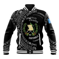 Guatemala National Emblem Baseball Jacket with Mayan Pattern and Orgullo Chapin Quote Design - Wonder Print Shop