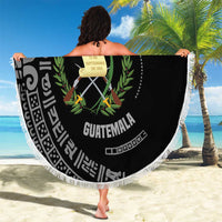 Guatemala National Emblem Beach Blanket with Mayan Pattern and Orgullo Chapin Quote Design - Wonder Print Shop