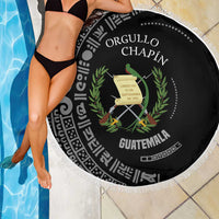 Guatemala National Emblem Beach Blanket with Mayan Pattern and Orgullo Chapin Quote Design - Wonder Print Shop