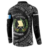Guatemala National Emblem Button Sweatshirt with Mayan Pattern and Orgullo Chapin Quote Design - Wonder Print Shop