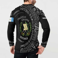 Guatemala National Emblem Button Sweatshirt with Mayan Pattern and Orgullo Chapin Quote Design - Wonder Print Shop