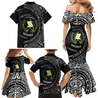 Guatemala National Emblem Family Matching Mermaid Dress and Hawaiian Shirt with Mayan Pattern and Orgullo Chapin Quote Design - Wonder Print Shop