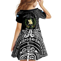 Guatemala National Emblem Family Matching Off Shoulder Maxi Dress and Hawaiian Shirt with Mayan Pattern and Orgullo Chapin Quote Design - Wonder Print Shop