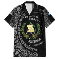 Guatemala National Emblem Family Matching Off Shoulder Short Dress and Hawaiian Shirt with Mayan Pattern and Orgullo Chapin Quote Design - Wonder Print Shop