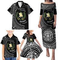 Guatemala National Emblem Family Matching Puletasi and Hawaiian Shirt with Mayan Pattern and Orgullo Chapin Quote Design - Wonder Print Shop