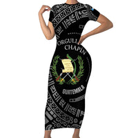 Guatemala National Emblem Family Matching Short Sleeve Bodycon Dress and Hawaiian Shirt with Mayan Pattern and Orgullo Chapin Quote Design - Wonder Print Shop