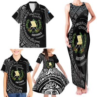 Guatemala National Emblem Family Matching Tank Maxi Dress and Hawaiian Shirt with Mayan Pattern and Orgullo Chapin Quote Design - Wonder Print Shop