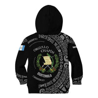 Guatemala National Emblem Kid Hoodie with Mayan Pattern and Orgullo Chapin Quote Design - Wonder Print Shop