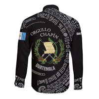 Guatemala National Emblem Long Sleeve Button Shirt with Mayan Pattern and Orgullo Chapin Quote Design - Wonder Print Shop