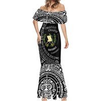 Guatemala National Emblem Mermaid Dress with Mayan Pattern and Orgullo Chapin Quote Design - Wonder Print Shop