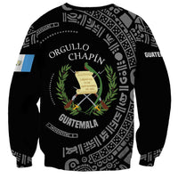 Guatemala National Emblem Sweatshirt with Mayan Pattern and Orgullo Chapin Quote Design - Wonder Print Shop