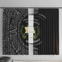 Guatemala National Emblem Window Curtain with Mayan Pattern and Orgullo Chapin Quote Design - Wonder Print Shop