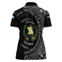 Guatemala National Emblem Women Polo Shirt with Mayan Pattern and Orgullo Chapin Quote Design - Wonder Print Shop