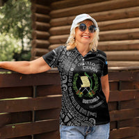 Guatemala National Emblem Women Polo Shirt with Mayan Pattern and Orgullo Chapin Quote Design - Wonder Print Shop