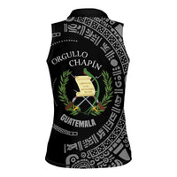 Guatemala National Emblem Women Sleeveless Polo Shirt with Mayan Pattern and Orgullo Chapin Quote Design - Wonder Print Shop