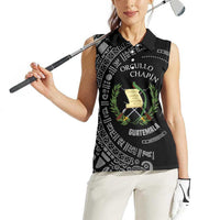 Guatemala National Emblem Women Sleeveless Polo Shirt with Mayan Pattern and Orgullo Chapin Quote Design - Wonder Print Shop