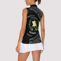 Guatemala National Emblem Women Sleeveless Polo Shirt with Mayan Pattern and Orgullo Chapin Quote Design - Wonder Print Shop