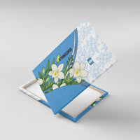 Guatemala White Monja Blanca Flower Canvas Wall Art with Blue Flag Theme and Floral Pattern Design - Wonder Print Shop