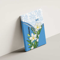 Guatemala White Monja Blanca Flower Canvas Wall Art with Blue Flag Theme and Floral Pattern Design - Wonder Print Shop