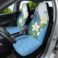 Guatemala White Monja Blanca Flower Car Seat Cover with Blue Flag Theme and Floral Pattern Design - Wonder Print Shop