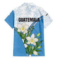 Guatemala White Monja Blanca Flower Family Matching Mermaid Dress and Hawaiian Shirt with Blue Flag Theme and Floral Pattern Design - Wonder Print Shop