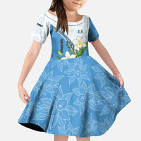 Guatemala White Monja Blanca Flower Family Matching Tank Maxi Dress and Hawaiian Shirt with Blue Flag Theme and Floral Pattern Design - Wonder Print Shop